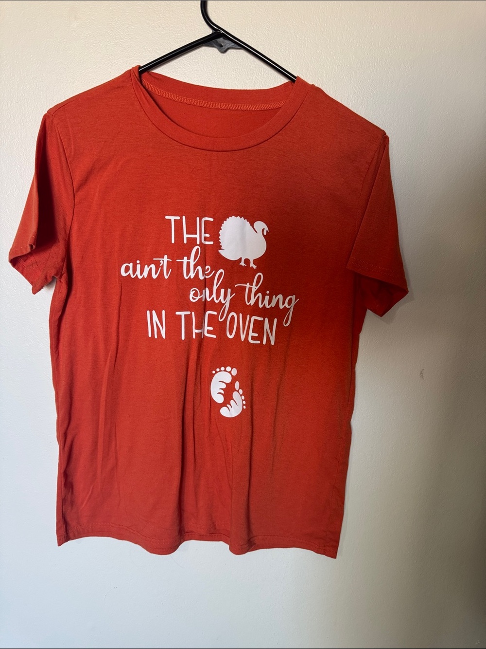 Rust Orange Graphic Tee with White Print